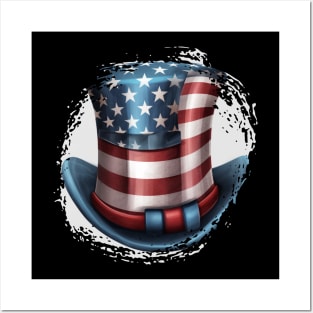 4th of July Patriotic American Flag Hat Posters and Art